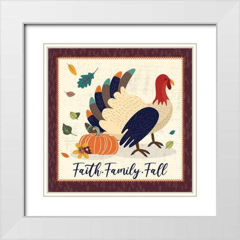Fall Turkey White Modern Wood Framed Art Print with Double Matting by ND Art