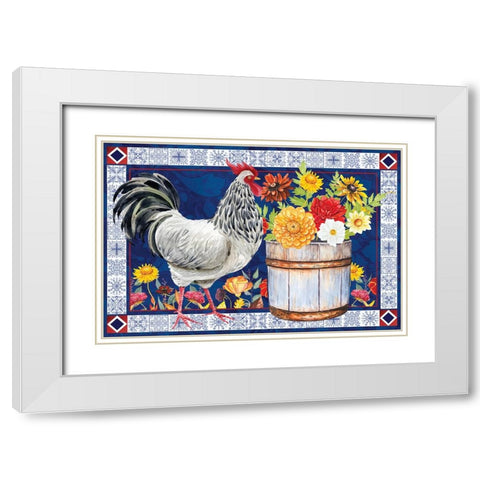 Rooster II White Modern Wood Framed Art Print with Double Matting by ND Art