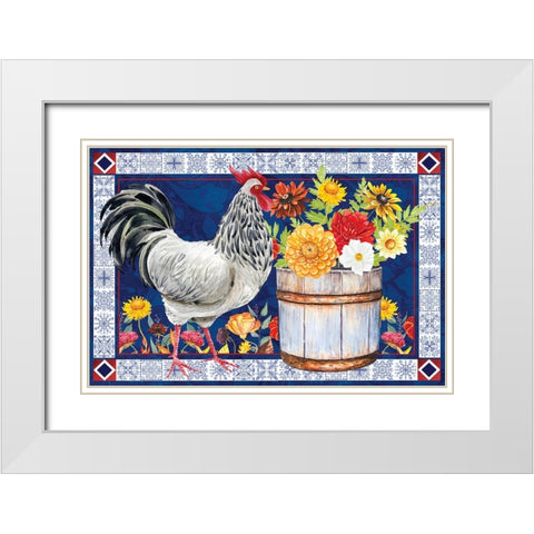 Rooster II White Modern Wood Framed Art Print with Double Matting by ND Art
