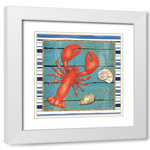 Lobster White Modern Wood Framed Art Print with Double Matting by ND Art