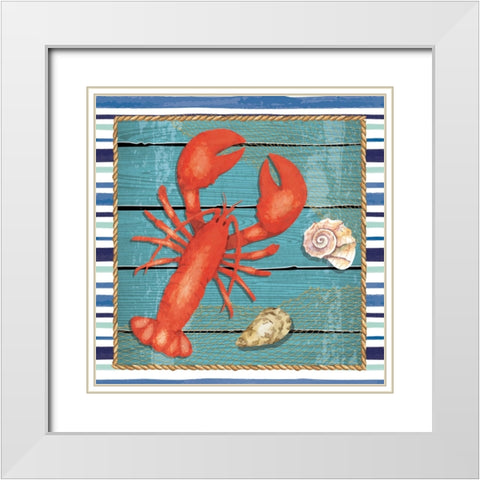 Lobster White Modern Wood Framed Art Print with Double Matting by ND Art