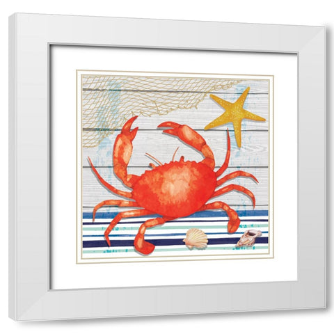 Crab White Modern Wood Framed Art Print with Double Matting by ND Art