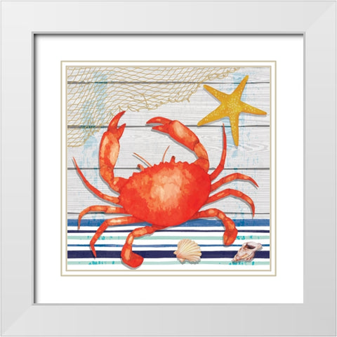 Crab White Modern Wood Framed Art Print with Double Matting by ND Art