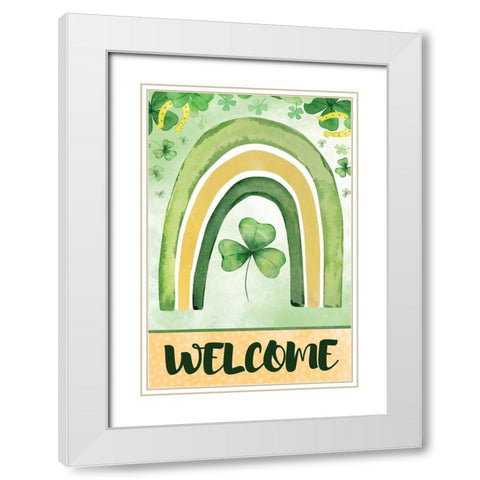 St. Patricks Welcome White Modern Wood Framed Art Print with Double Matting by ND Art