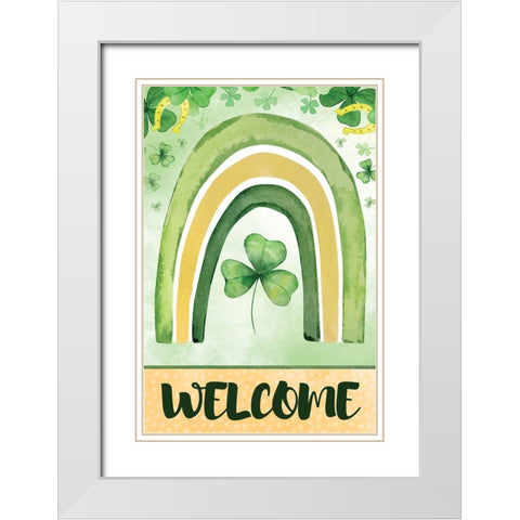 St. Patricks Welcome White Modern Wood Framed Art Print with Double Matting by ND Art