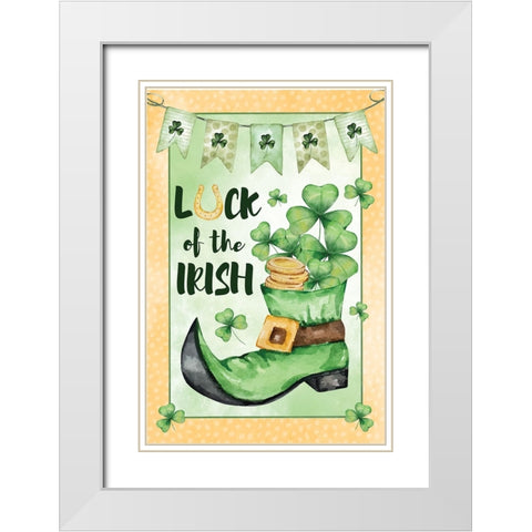 Luck of the Irish White Modern Wood Framed Art Print with Double Matting by ND Art