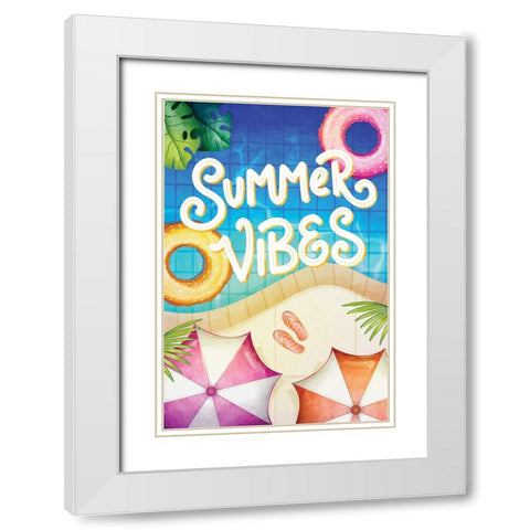 Summer Vibes White Modern Wood Framed Art Print with Double Matting by ND Art