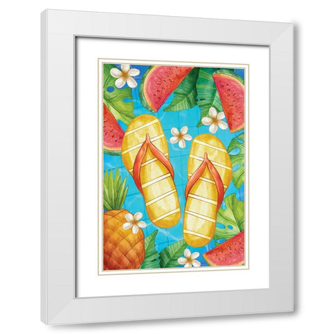 Flip Flops White Modern Wood Framed Art Print with Double Matting by ND Art