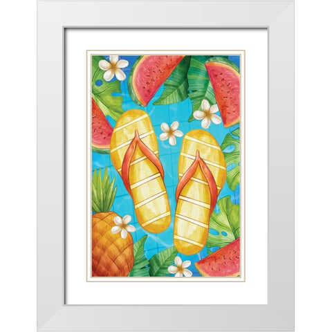 Flip Flops White Modern Wood Framed Art Print with Double Matting by ND Art
