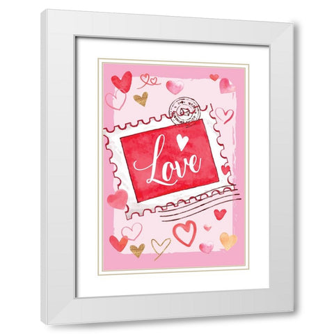 Valentine Stamp White Modern Wood Framed Art Print with Double Matting by ND Art