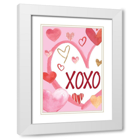 Heart, XoXo White Modern Wood Framed Art Print with Double Matting by ND Art