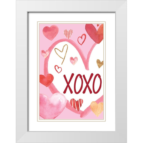 Heart, XoXo White Modern Wood Framed Art Print with Double Matting by ND Art