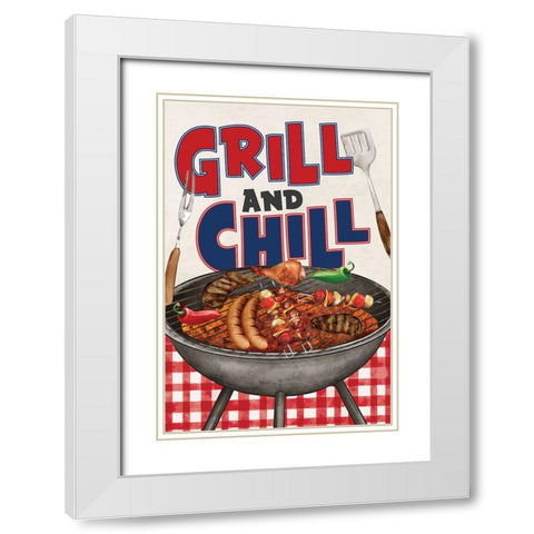 Grill and Chill White Modern Wood Framed Art Print with Double Matting by ND Art