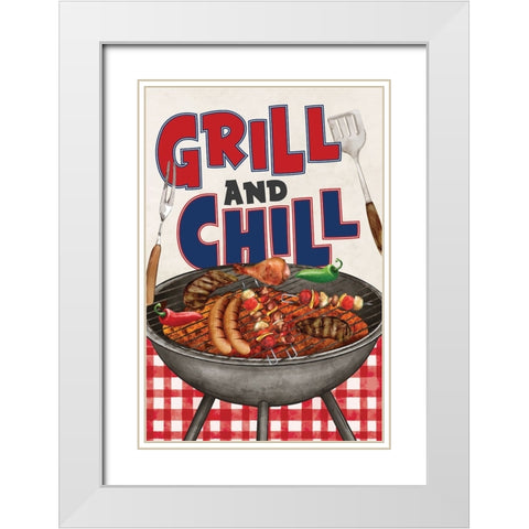 Grill and Chill White Modern Wood Framed Art Print with Double Matting by ND Art