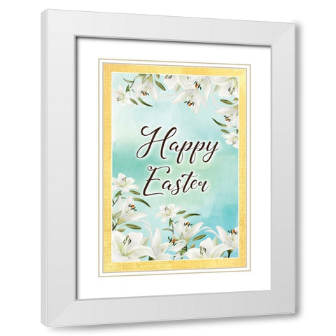 Happy Easter White Modern Wood Framed Art Print with Double Matting by ND Art