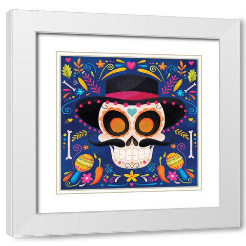 Day of the Dead II White Modern Wood Framed Art Print with Double Matting by ND Art