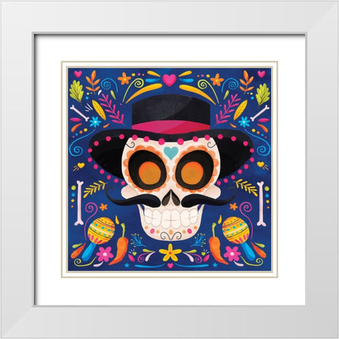 Day of the Dead II White Modern Wood Framed Art Print with Double Matting by ND Art