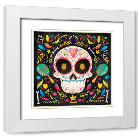 Day of the Dead IV White Modern Wood Framed Art Print with Double Matting by ND Art