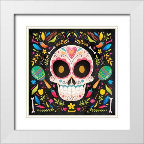 Day of the Dead IV White Modern Wood Framed Art Print with Double Matting by ND Art