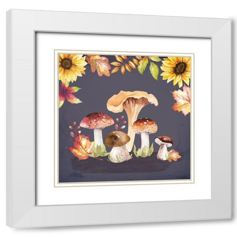 Mushrooms White Modern Wood Framed Art Print with Double Matting by ND Art