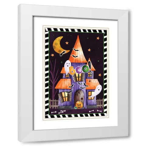Haunted House White Modern Wood Framed Art Print with Double Matting by ND Art