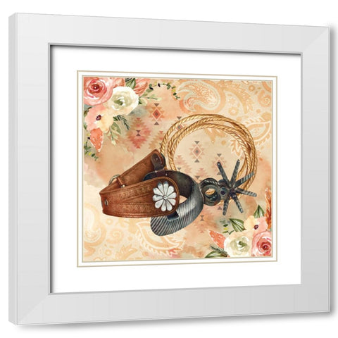 Spurs White Modern Wood Framed Art Print with Double Matting by ND Art