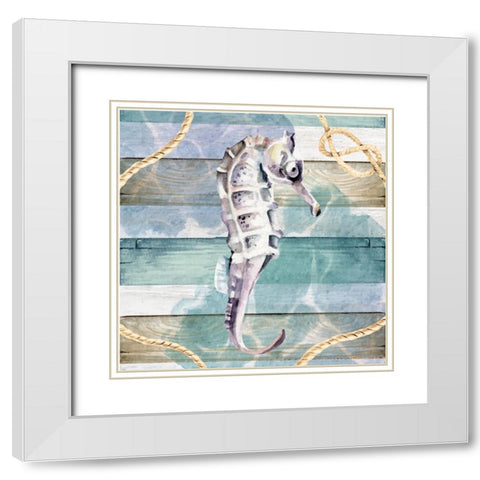 Seahorse White Modern Wood Framed Art Print with Double Matting by ND Art