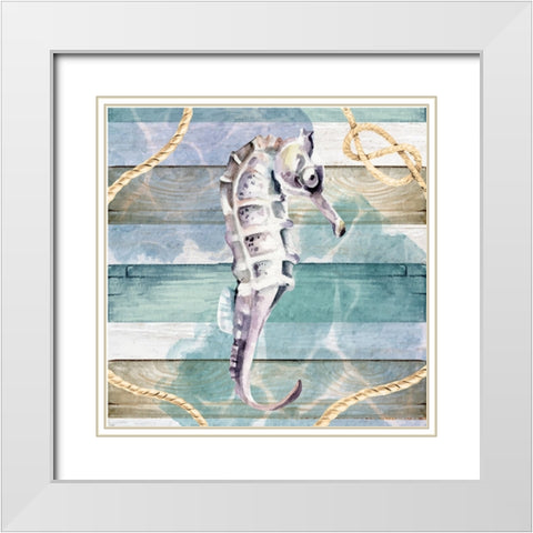 Seahorse White Modern Wood Framed Art Print with Double Matting by ND Art