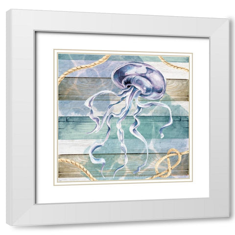 Jellyfish White Modern Wood Framed Art Print with Double Matting by ND Art