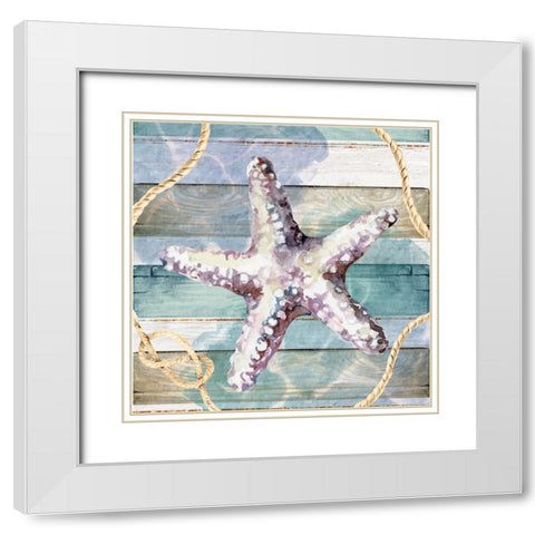 Starfish White Modern Wood Framed Art Print with Double Matting by ND Art