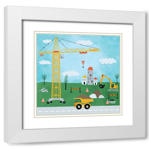 Construction Zone II White Modern Wood Framed Art Print with Double Matting by ND Art