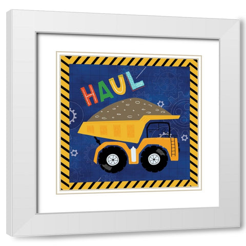 Haul - Dump Truck White Modern Wood Framed Art Print with Double Matting by ND Art