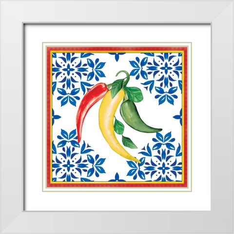 Chili Peppers II White Modern Wood Framed Art Print with Double Matting by ND Art