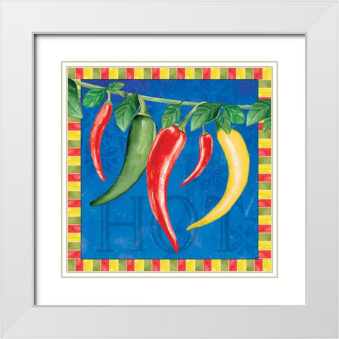 Chili Peppers III White Modern Wood Framed Art Print with Double Matting by ND Art