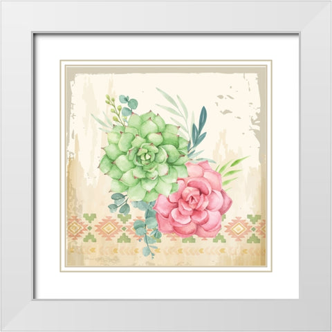 Southwest Cactus White Modern Wood Framed Art Print with Double Matting by ND Art