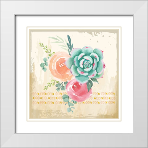 Southwest Cactus II White Modern Wood Framed Art Print with Double Matting by ND Art