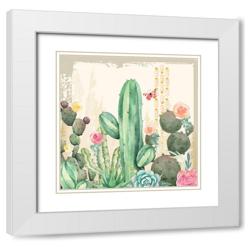 Southwest Cactus III White Modern Wood Framed Art Print with Double Matting by ND Art