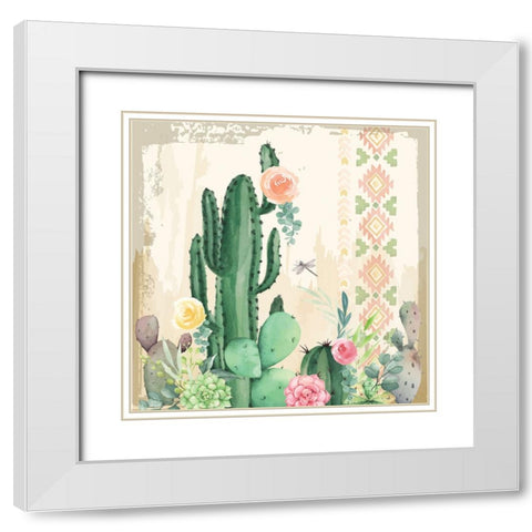 Southwest Cactus IV White Modern Wood Framed Art Print with Double Matting by ND Art