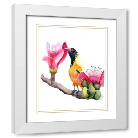 Pink Beak White Modern Wood Framed Art Print with Double Matting by Shefranov, Olga