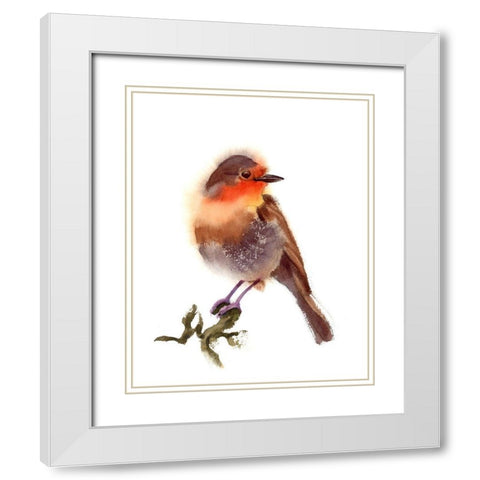 Sunset Bird White Modern Wood Framed Art Print with Double Matting by Shefranov, Olga