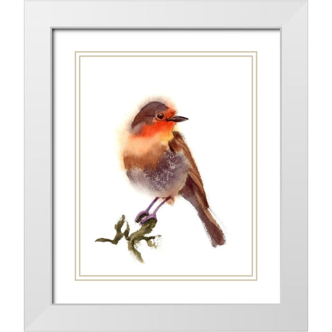 Sunset Bird White Modern Wood Framed Art Print with Double Matting by Shefranov, Olga
