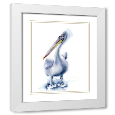 Pelican Blue White Modern Wood Framed Art Print with Double Matting by Shefranov, Olga