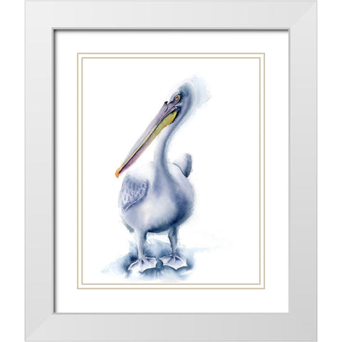 Pelican Blue White Modern Wood Framed Art Print with Double Matting by Shefranov, Olga
