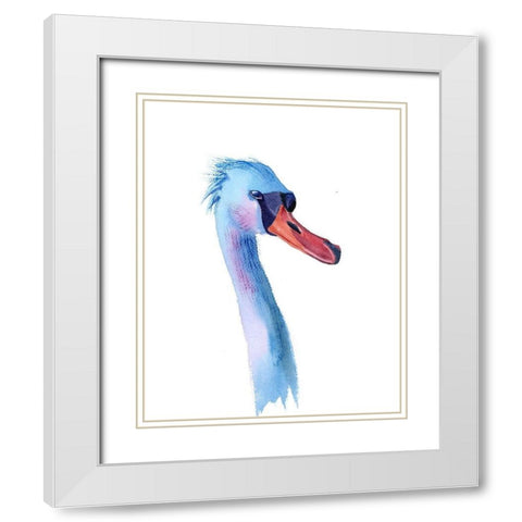 Swan White Modern Wood Framed Art Print with Double Matting by Shefranov, Olga