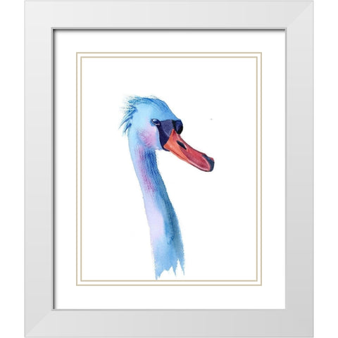 Swan White Modern Wood Framed Art Print with Double Matting by Shefranov, Olga