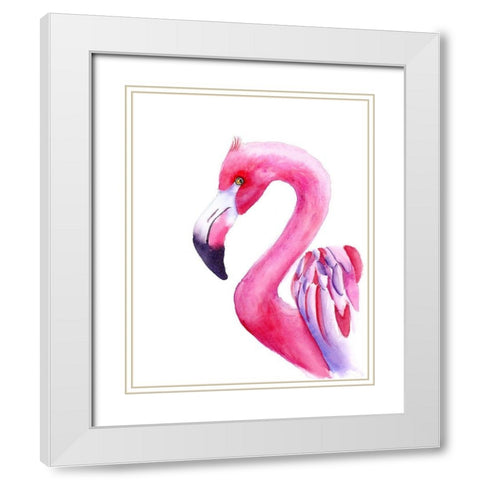Flamingo White Modern Wood Framed Art Print with Double Matting by Shefranov, Olga