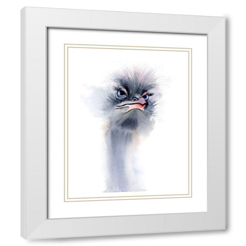 Ostrich White Modern Wood Framed Art Print with Double Matting by Shefranov, Olga