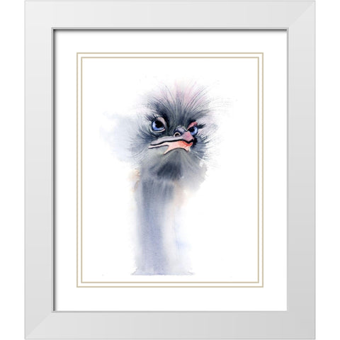 Ostrich White Modern Wood Framed Art Print with Double Matting by Shefranov, Olga