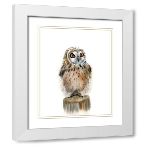 Spotted Owl White Modern Wood Framed Art Print with Double Matting by Shefranov, Olga