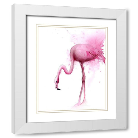 Flamingo II White Modern Wood Framed Art Print with Double Matting by Shefranov, Olga